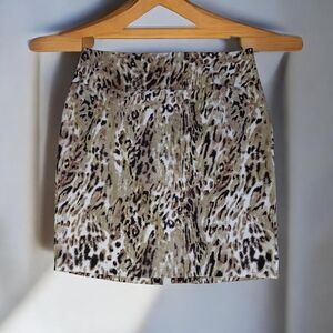 Marianne Leopard Print Mini Skirt in Beige and Black